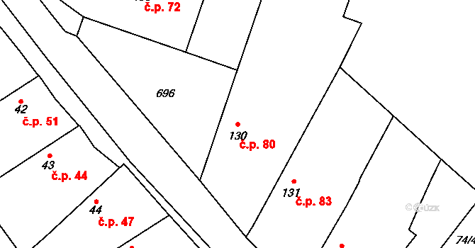 Struhy 80, Čachovice na parcele st. 130 v KÚ Struhy, Katastrální mapa