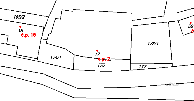 Malý Ratmírov 2, Blažejov na parcele st. 17 v KÚ Malý Ratmírov, Katastrální mapa