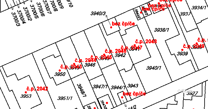 Vinohrady 2046, Praha na parcele st. 3945 v KÚ Vinohrady, Katastrální mapa