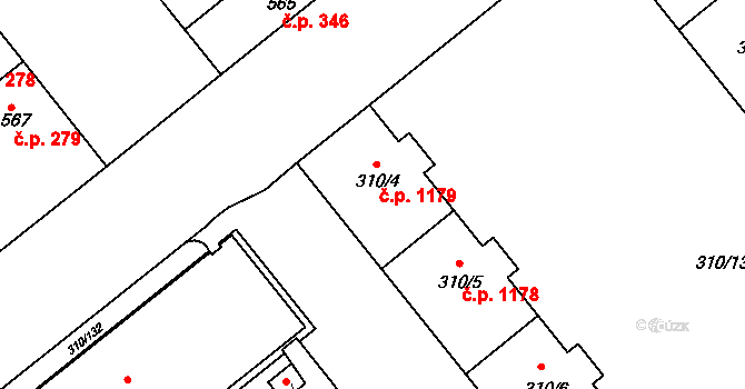 Michle 1179, Praha na parcele st. 310/4 v KÚ Michle, Katastrální mapa