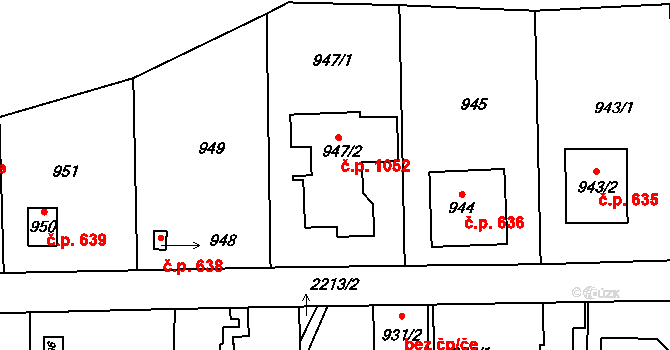 Stodůlky 1052, Praha na parcele st. 947/2 v KÚ Stodůlky, Katastrální mapa