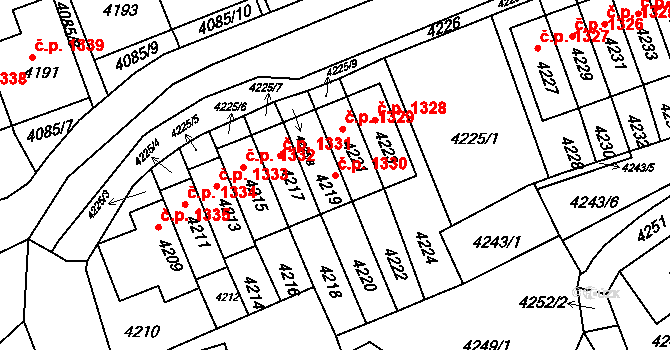 Jirkov 1330 na parcele st. 4219 v KÚ Jirkov, Katastrální mapa