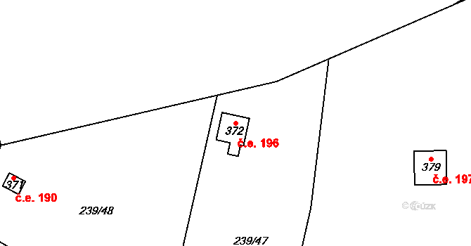 Čisovice 196 na parcele st. 372 v KÚ Čisovice, Katastrální mapa