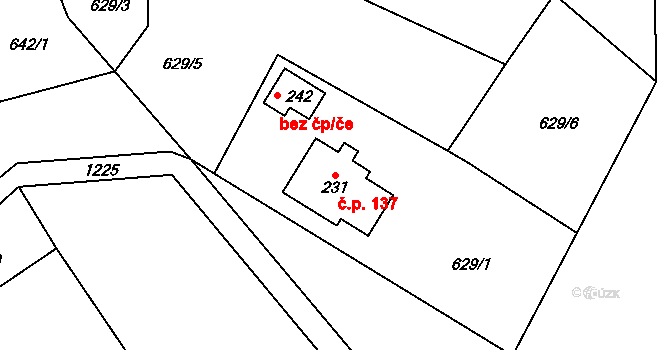 Javorník 137 na parcele st. 231 v KÚ Javorník u Svitav, Katastrální mapa