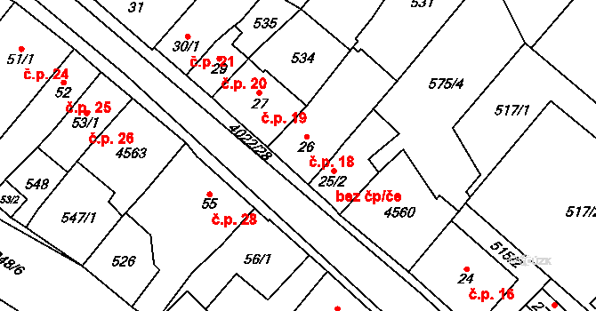 Horní Slavkov 18 na parcele st. 26 v KÚ Horní Slavkov, Katastrální mapa