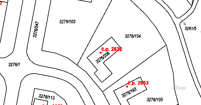 Louny 2832 na parcele st. 3276/206 v KÚ Louny, Katastrální mapa