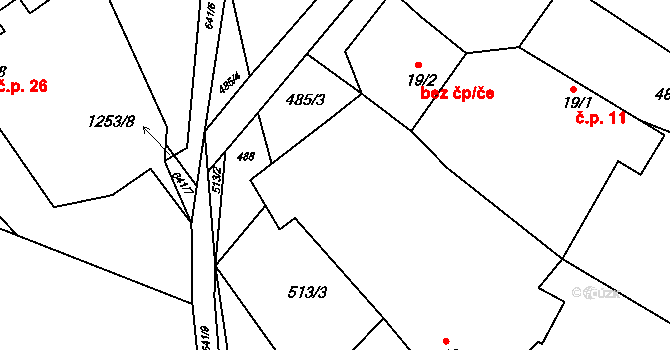 Kobylí a Plchov 17, Bystřice na parcele st. 18 v KÚ Kobylí, Katastrální mapa