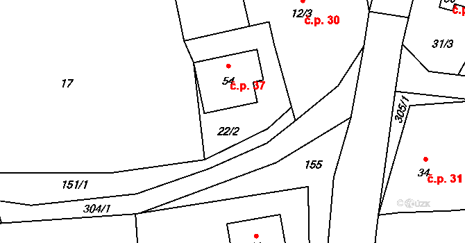 Zdeslavice 37, Chlístovice na parcele st. 54 v KÚ Zdeslavice u Chlístovic, Katastrální mapa