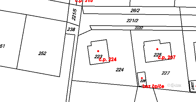 Neveklov 224 na parcele st. 223 v KÚ Neveklov, Katastrální mapa
