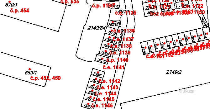 Dědice 1140, Vyškov na parcele st. 752/6 v KÚ Dědice u Vyškova, Katastrální mapa