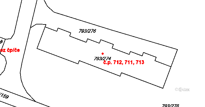 Výškovice 711,712,713, Ostrava na parcele st. 793/274 v KÚ Výškovice u Ostravy, Katastrální mapa