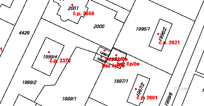 Teplice 39154637 na parcele st. 1999/7 v KÚ Teplice, Katastrální mapa