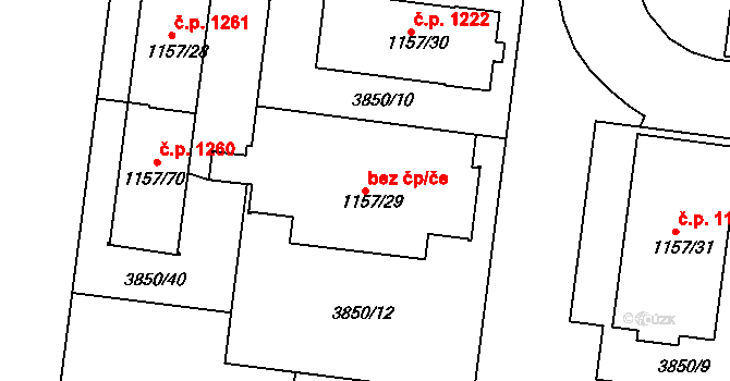 Rokycany 42156637 na parcele st. 1157/29 v KÚ Rokycany, Katastrální mapa