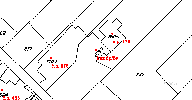 Rumburk 42428637 na parcele st. 879/1 v KÚ Rumburk, Katastrální mapa