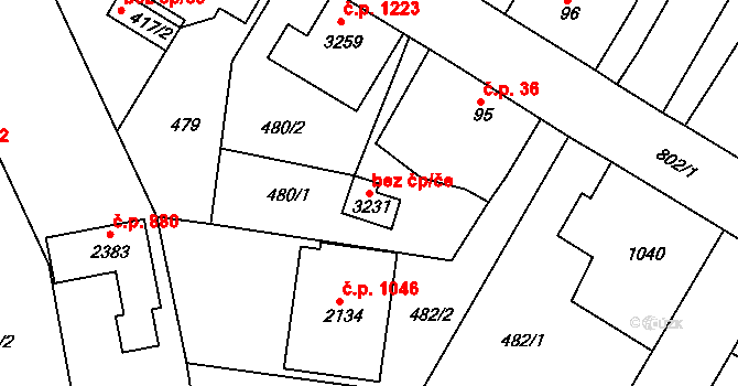 Sezimovo Ústí 43001637 na parcele st. 3231 v KÚ Sezimovo Ústí, Katastrální mapa