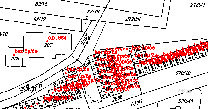 Třebíč 44164637 na parcele st. 4987 v KÚ Třebíč, Katastrální mapa