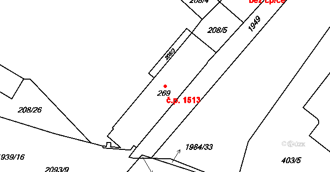 Blatná 1513 na parcele st. 269 v KÚ Blatná, Katastrální mapa