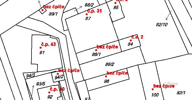 Suchdol nad Lužnicí 47561637 na parcele st. 86/1 v KÚ Tušť, Katastrální mapa