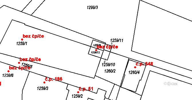 Želechovice nad Dřevnicí 47862637 na parcele st. 1259/10 v KÚ Želechovice nad Dřevnicí, Katastrální mapa
