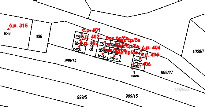 Majetín 49169637 na parcele st. 999/23 v KÚ Majetín, Katastrální mapa