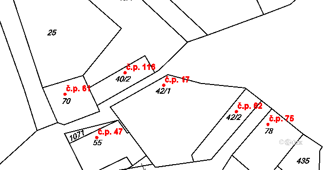 Konětopy 17 na parcele st. 42/1 v KÚ Konětopy, Katastrální mapa