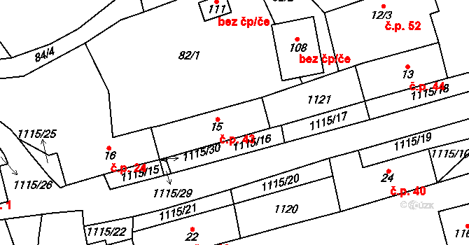 Kvasetice 43, Plánice na parcele st. 15 v KÚ Kvasetice, Katastrální mapa