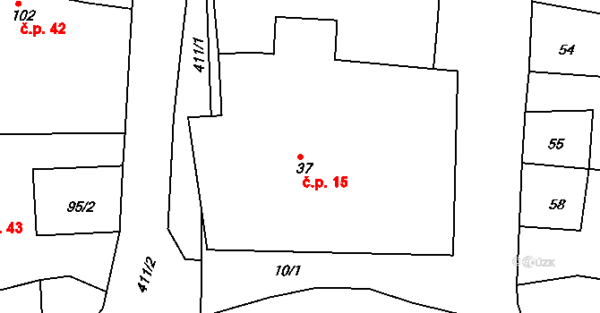 Rychnovek 15 na parcele st. 37 v KÚ Rychnovek, Katastrální mapa