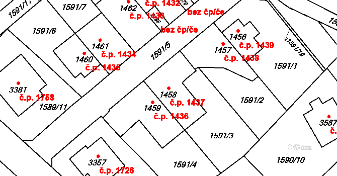 Náchod 1437 na parcele st. 1458 v KÚ Náchod, Katastrální mapa