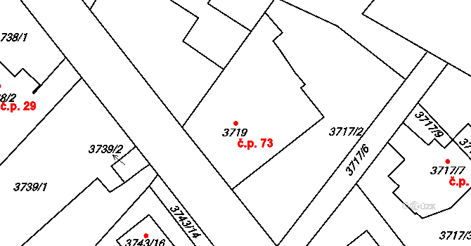 Koudelka 73, Holice na parcele st. 3719 v KÚ Holice v Čechách, Katastrální mapa