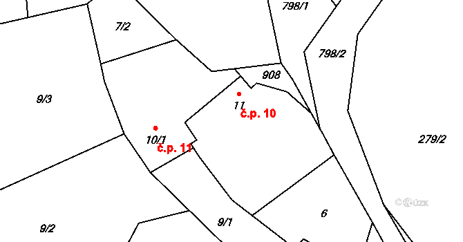 Výškovice 10, Vimperk na parcele st. 11 v KÚ Výškovice u Vimperka, Katastrální mapa
