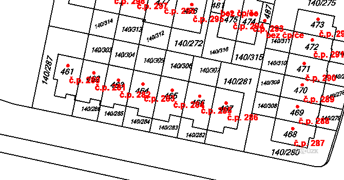 Trnová 284 na parcele st. 465 v KÚ Trnová u Jíloviště, Katastrální mapa