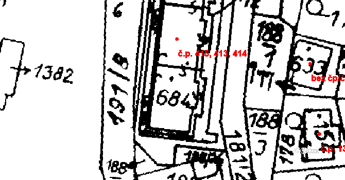 Častolovice 413,414,415 na parcele st. 684 v KÚ Častolovice, Katastrální mapa