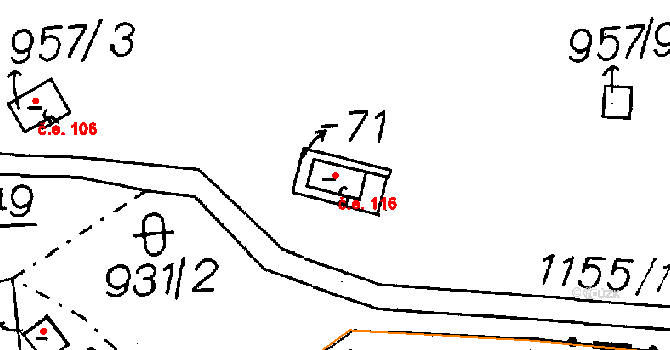Lisov 116 na parcele st. 71 v KÚ Lisov, Katastrální mapa