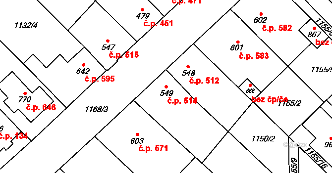 Kvasice 514 na parcele st. 549 v KÚ Kvasice, Katastrální mapa