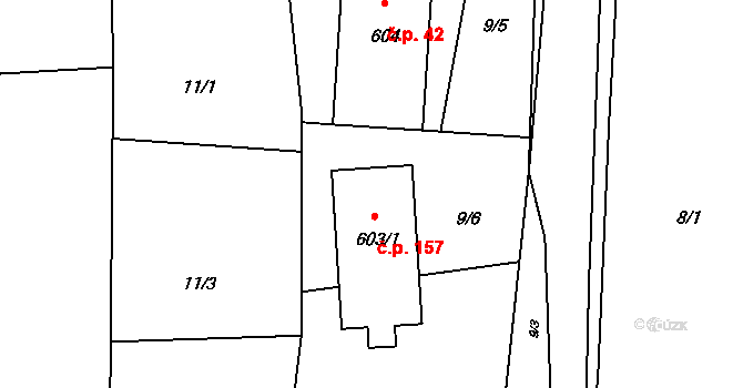 Hranice IV-Drahotuše 157, Hranice na parcele st. 603/1 v KÚ Drahotuše, Katastrální mapa