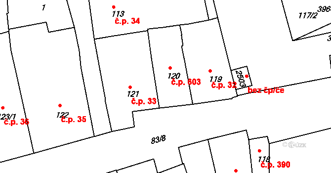 Lipník nad Bečvou I-Město 603, Lipník nad Bečvou na parcele st. 120 v KÚ Lipník nad Bečvou, Katastrální mapa