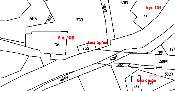 Sebranice 121400638 na parcele st. 75/3 v KÚ Sebranice u Litomyšle, Katastrální mapa