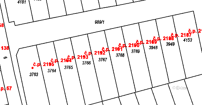 Nymburk 2191 na parcele st. 3767 v KÚ Nymburk, Katastrální mapa