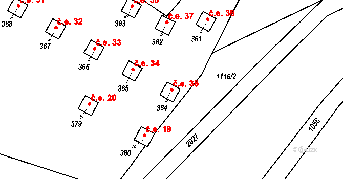 Heřmanice v Podještědí 35, Jablonné v Podještědí na parcele st. 364 v KÚ Heřmanice v Podještědí, Katastrální mapa