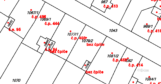 Hrušovany u Brna 470 na parcele st. 1079/2 v KÚ Hrušovany u Brna, Katastrální mapa