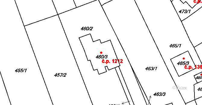 Ratíškovice 1212 na parcele st. 460/3 v KÚ Ratíškovice, Katastrální mapa