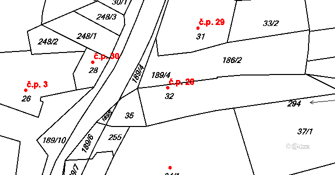 Bojanovice 28, Zlobice na parcele st. 32 v KÚ Bojanovice u Zlobic, Katastrální mapa