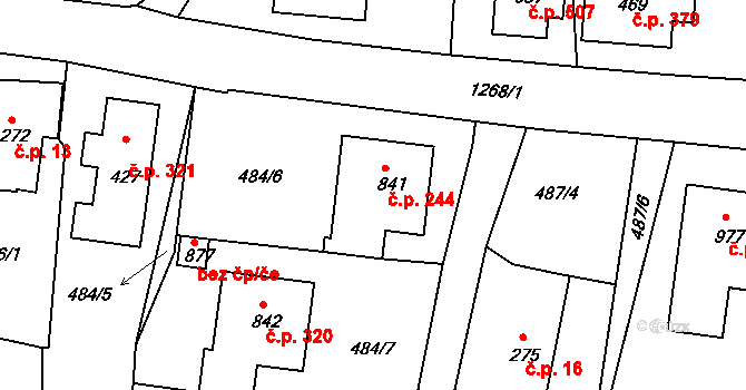 Hejnice 244 na parcele st. 841 v KÚ Hejnice, Katastrální mapa