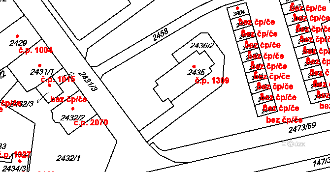 Tachov 1309 na parcele st. 2435 v KÚ Tachov, Katastrální mapa