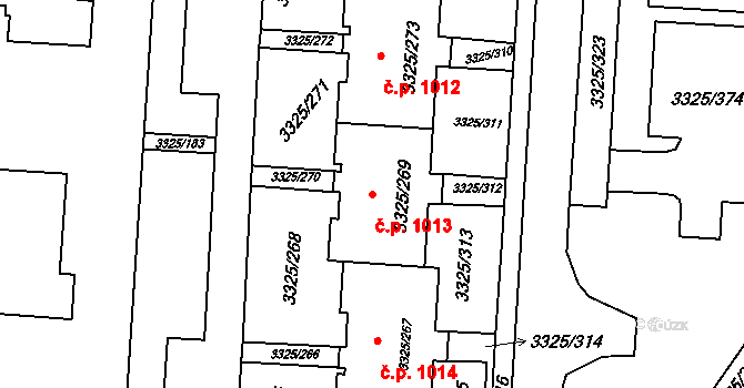 Lutyně 1013, Orlová na parcele st. 3325/269 v KÚ Horní Lutyně, Katastrální mapa