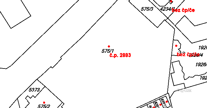 Břeclav 2883 na parcele st. 575/1 v KÚ Břeclav, Katastrální mapa