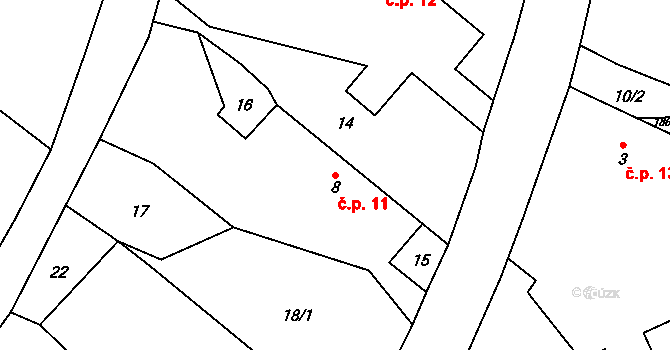 Kejžlice 11 na parcele st. 8 v KÚ Kejžlice, Katastrální mapa