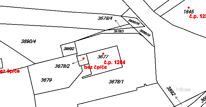 Turnov 1284 na parcele st. 3677 v KÚ Turnov, Katastrální mapa