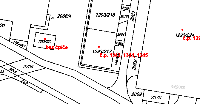 Řepy 1343,1344,1345, Praha na parcele st. 1293/217 v KÚ Řepy, Katastrální mapa