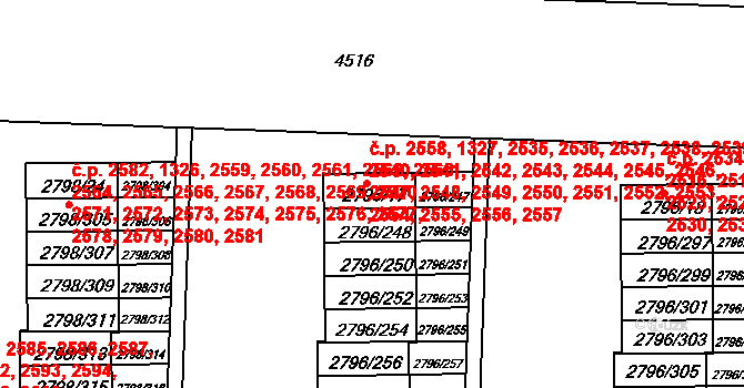 Strašnice 1327,2535,2536,2537,, Praha na parcele st. 2796/17 v KÚ Strašnice, Katastrální mapa